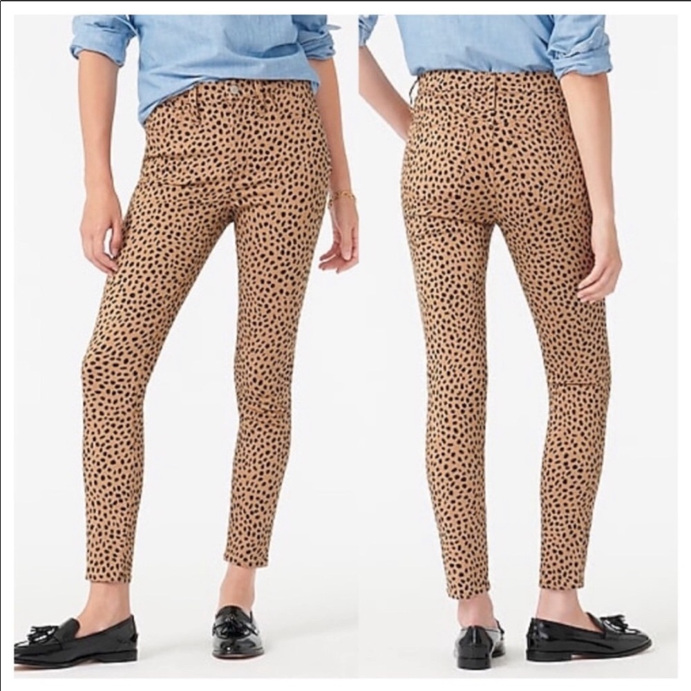 J Crew 9” High Rise Toothpick Jean Leopard Print